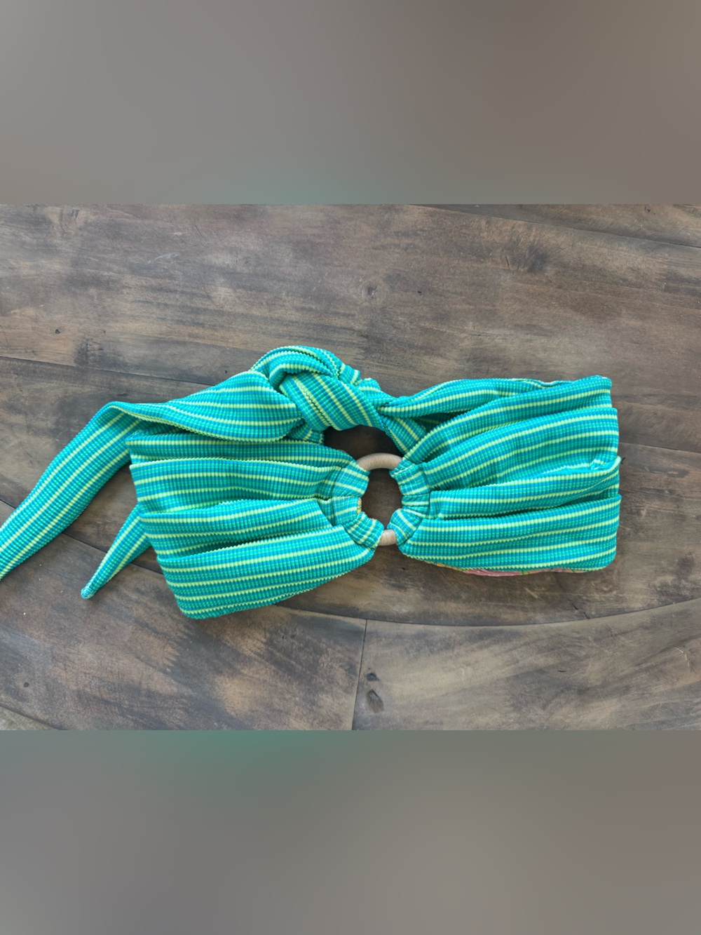 Honey Swim Striped sangria strapless top